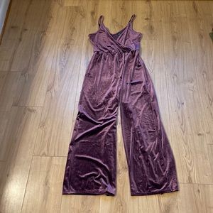 Purple velvet jumpsuit